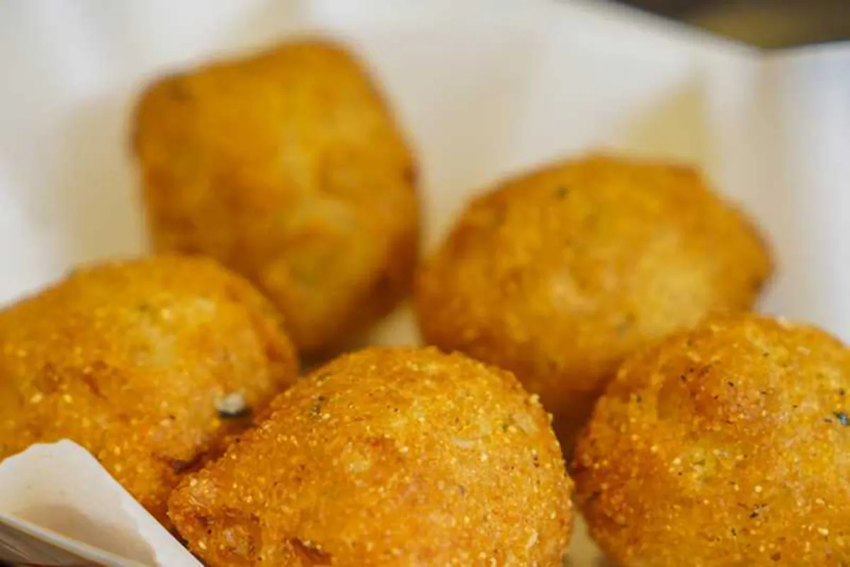Fried Potato Balls at Crabby Village，a Seafood Restaurant in Petersburg